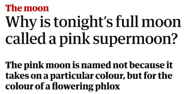 【读外刊,学英语】超级月亮PinkSupermoon的粉色竟是指一莳花!