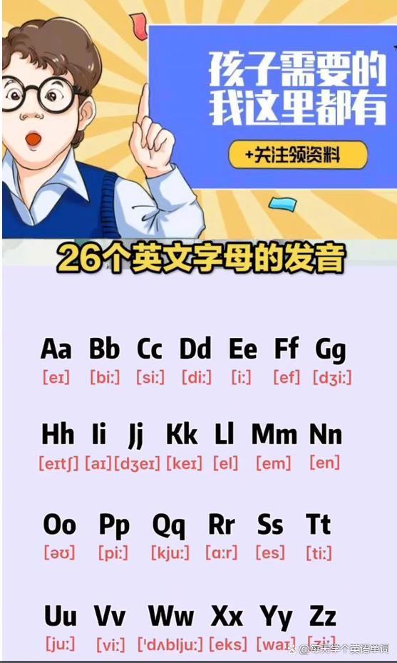 英语26个字母的正确发音,重复跟着音标朗读。(主张保藏)