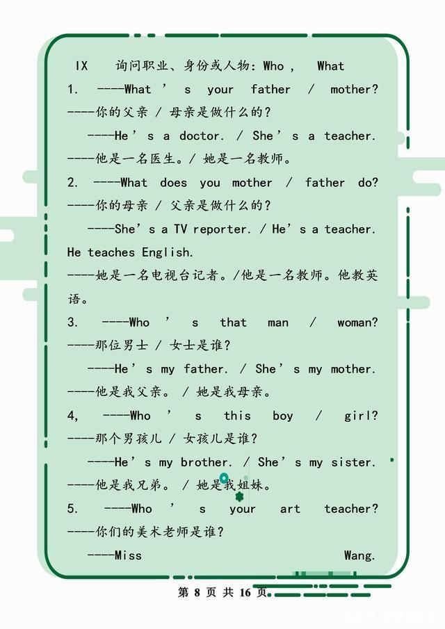 小学英语重要句型汇总,打印一份给孩子背,从小口语交际都不愁!